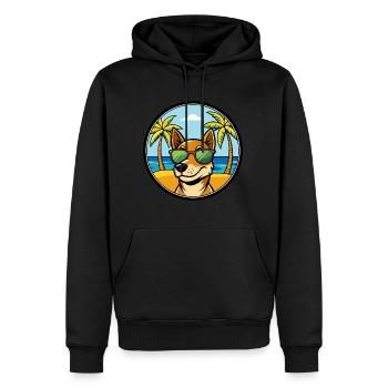 Chien de chasse tricolore serbe race de dessin animé plage - Sweat à capuche Premium bio Homme - noir - Devant - Nico (187cm)