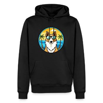 Smooth Collie Hunderasse Cartoon Sonnenbrille Strand - Männer Premium Bio Hoodie - Schwarz - Vorne - Nico (187cm)
