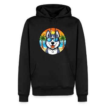 Siberian Husky Chien Race Dessin Animé Lunettes De Soleil Plage - Sweat à capuche Premium bio Homme - noir - Devant - Nico (187cm)