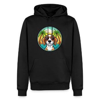 Treeing Walker Coonhound Dog Breed Cartoon Beach - Men’s Premium Organic Hoodie - black - Front - Nico (187cm)