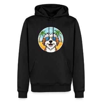 Tibet Terrier Hund Rasse Cartoon Sonnenbrille Strand - Männer Premium Bio Hoodie - Schwarz - Vorne - Nico (187cm)