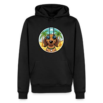 Teckel de Westphalie Race De Chien Dessin Animé Plage - Sweat à capuche Premium bio Homme - noir - Devant - Nico (187cm)