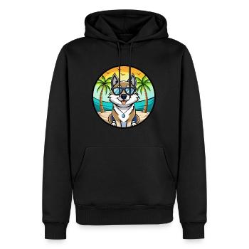 Chien d’élan suédois race dessin animé lunettes de soleil plage - Sweat à capuche Premium bio Homme - noir - Devant - Nico (187cm)