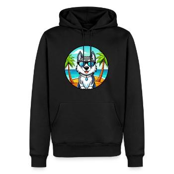 Alaskan Husky Chien Race Dessin Animé Lunettes De Soleil Plage - Sweat à capuche Premium bio Homme - noir - Devant - Nico (187cm)