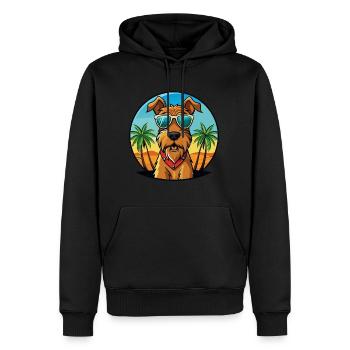 Airedale Terrier Chien Race Dessin Animé Lunettes De Soleil Plage - Sweat à capuche Premium bio Homme - noir - Devant - Nico (187cm)