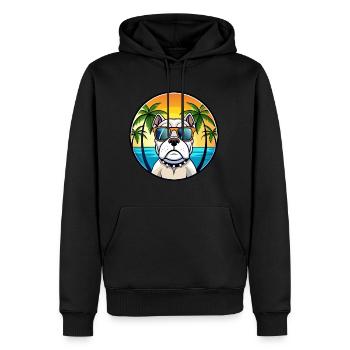 Bouledogue américain race dessin animé lunettes de soleil plage - Sweat à capuche Premium bio Homme - noir - Devant - Nico (187cm)