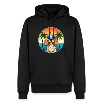 Cocker américain Spaniel Race de chien Cartoon Beach - Sweat à capuche Premium bio Homme - noir - Devant - Nico (187cm)