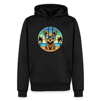 Australian Silky Terrier Hunderasse Cartoon Beach - Männer Premium Bio Hoodie - Schwarz - Vorne - Nico (187cm)