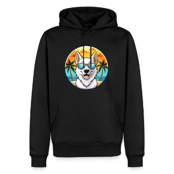Berger Blanc Suisse Dog Breed Cartoon Sunglasses - Men’s Premium Organic Hoodie - black - Front - Nico (187cm)