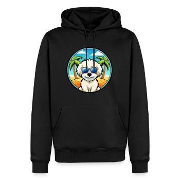 Bichon frisé race de chien dessin animé lunettes de soleil plage - Sweat à capuche Premium bio Homme - noir - Devant - Nico (187cm)