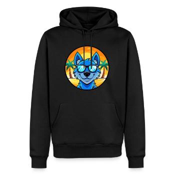 Lunettes de soleil de dessin animé de race de chien en dentelle bleue plage - Sweat à capuche Premium bio Homme - noir - Devant - Nico (187cm)