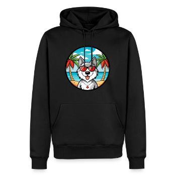 Lunettes de soleil de dessin animé de race de chien esquimau canadien plage - Sweat à capuche Premium bio Homme - noir - Devant - Nico (187cm)