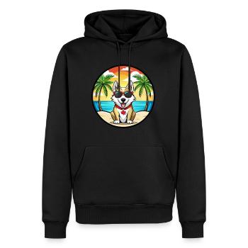 Chien Husky Labrador Canadien Race Cartoon Beach - Sweat à capuche Premium bio Homme - noir - Devant - Nico (187cm)