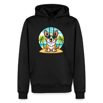 Strickjacke Welsh Corgi Hund Rasse Cartoon Sonnenbrille - Männer Premium Bio Hoodie - Schwarz - Vorne - Nico (187cm)