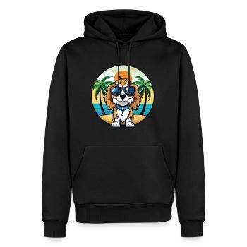 Cavalier Chien Race Dessin Animé Lunettes de Soleil Plage - Sweat à capuche Premium bio Homme - noir - Devant - Nico (187cm)