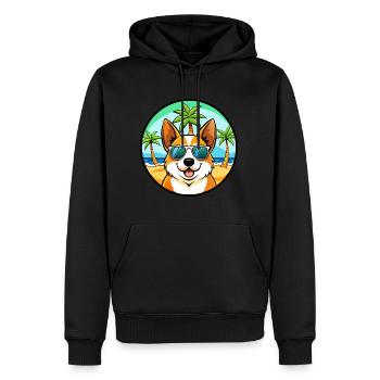 Corgi Hund Rasse Cartoon Sonnenbrille Strand - Männer Premium Bio Hoodie - Schwarz - Vorne - Nico (187cm)