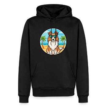 Collie Chien Race Dessin Animé Lunettes De Soleil Plage - Sweat à capuche Premium bio Homme - noir - Devant - Nico (187cm)
