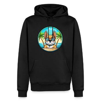 Chien Francais Dog Breed Cartoon Sunglasses Beach - Men’s Premium Organic Hoodie - black - Front - Nico (187cm)