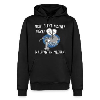 Nicht gleich aus 'ner Mücke 'n Elefanten machen - Männer Premium Bio Hoodie - Schwarz - Vorne - Nico (187cm)