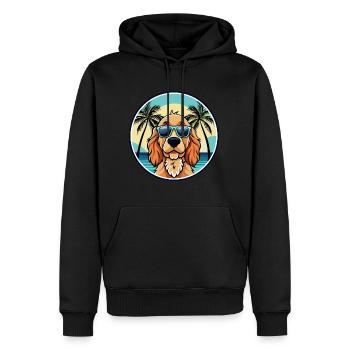 Englischer Cocker Spaniel Hunderasse Cartoon Beach - Männer Premium Bio Hoodie - Schwarz - Vorne - Nico (187cm)