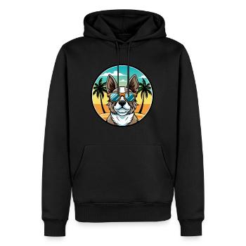 French Spaniel Dog Breed Cartoon Sunglasses Beach - Men’s Premium Organic Hoodie - black - Front - Nico (187cm)