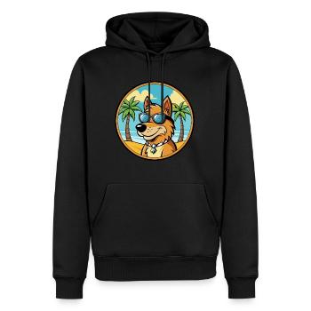 Frisian Pointing Dog Breed Cartoon Sunglass Beach - Men’s Premium Organic Hoodie - black - Front - Nico (187cm)