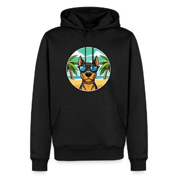 Deutscher Pinscher Hund Rasse Cartoon Sonnenbrille Strand - Männer Premium Bio Hoodie - Schwarz - Vorne - Nico (187cm)