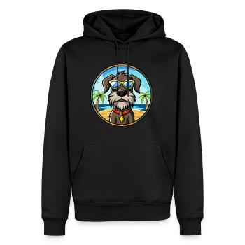Deutscher Drahthaar Vorstehhund Rasse Cartoon Strand - Männer Premium Bio Hoodie - Schwarz - Vorne - Nico (187cm)