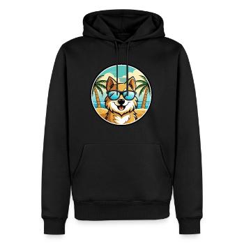 Deutscher Spitz Hund Rasse Cartoon Sonnenbrille Strand - Männer Premium Bio Hoodie - Schwarz - Vorne - Nico (187cm)