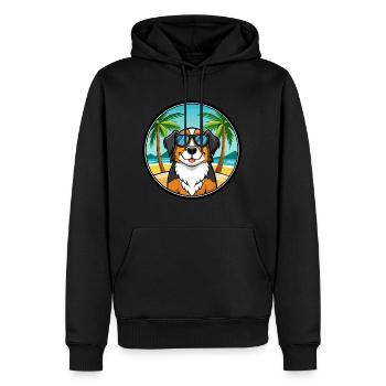 Grand Bouvier Suisse Race Cartoon Beach - Sweat à capuche Premium bio Homme - noir - Devant - Nico (187cm)