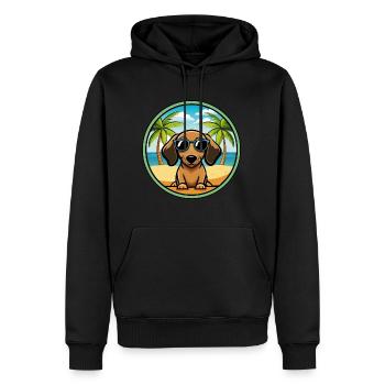 Miniatur Dackel Hund Rasse Cartoon Sonnenbrille - Männer Premium Bio Hoodie - Schwarz - Vorne - Nico (187cm)