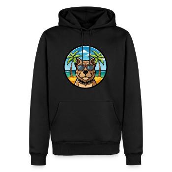 Mallorca Mastiff Dog Breed Cartoon Sunglass Beach - Men’s Premium Organic Hoodie - black - Front - Nico (187cm)