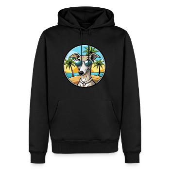 Lévrier italien race chien dessin animé lunettes de soleil plage - Sweat à capuche Premium bio Homme - noir - Devant - Nico (187cm)