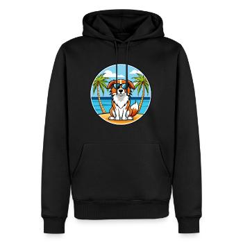 Nederlandse Kooikerhondje Race de chien Cartoon Beach - Sweat à capuche Premium bio Homme - noir - Devant - Nico (187cm)