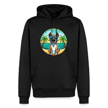 Deutsche Dogge Hunderasse Cartoon Sonnenbrille Strand - Männer Premium Bio Hoodie - Schwarz - Vorne - Nico (187cm)