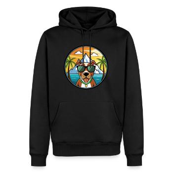 Mountain Cur Hund Rasse Cartoon Sonnenbrille Strand - Männer Premium Bio Hoodie - Schwarz - Vorne - Nico (187cm)