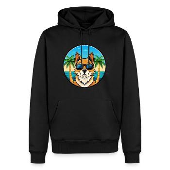 Nordic Spitz Hunderasse Cartoon Sonnenbrille Strand - Männer Premium Bio Hoodie - Schwarz - Vorne - Nico (187cm)