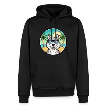 Lunettes de soleil de dessin animé de race de chien inuit du Nord plage - Sweat à capuche Premium bio Homme - noir - Devant - Nico (187cm)