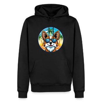 Papillon Chien Race Dessin Animé Lunettes de Soleil Plage - Sweat à capuche Premium bio Homme - noir - Devant - Nico (187cm)