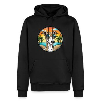 Lévrier polonais race chien dessin animé lunettes de soleil plage - Sweat à capuche Premium bio Homme - noir - Devant - Nico (187cm)