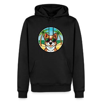 Portugais Podengo Pequeno Chien Race Dessin Animé Plage - Sweat à capuche Premium bio Homme - noir - Devant - Nico (187cm)