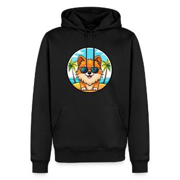 Poméranie Spitz allemand race de chien Cartoon Beach - Sweat à capuche Premium bio Homme - noir - Devant - Nico (187cm)