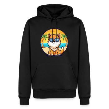 Pommersche Spitz Hunderasse Cartoon Sonnenbrille Strand - Männer Premium Bio Hoodie - Schwarz - Vorne - Nico (187cm)