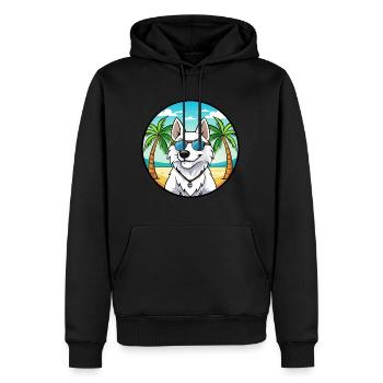 Weißer Schäferhund Hunderasse Cartoon Sonnenbrille Strand - Männer Premium Bio Hoodie - Schwarz - Vorne - Nico (187cm)