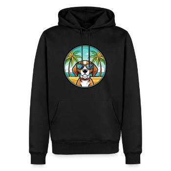 Treeing Walker Coonhound Dog Breed Cartoon Beach - Men’s Premium Organic Hoodie - black - Front - Nico (187cm)