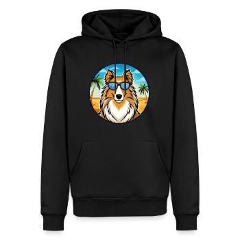 Rough Collie Chien Race Dessin Animé Lunettes De Soleil Plage - Sweat à capuche Premium bio Homme - noir - Devant - Nico (187cm)
