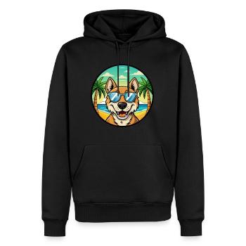 Russischer Jagdhund Rasse Cartoon Sonnenbrille Strand - Männer Premium Bio Hoodie - Schwarz - Vorne - Nico (187cm)