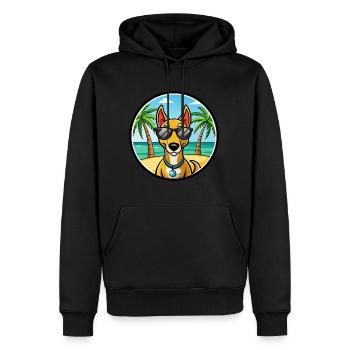 Arlequin russe Chien de race de chien dessin animé plage - Sweat à capuche Premium bio Homme - noir - Devant - Nico (187cm)