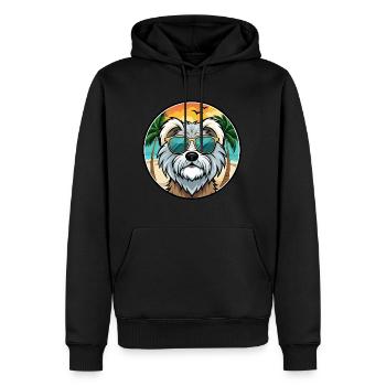 Tibet Terrier Hund Rasse Cartoon Sonnenbrille Strand - Männer Premium Bio Hoodie - Schwarz - Vorne - Nico (187cm)