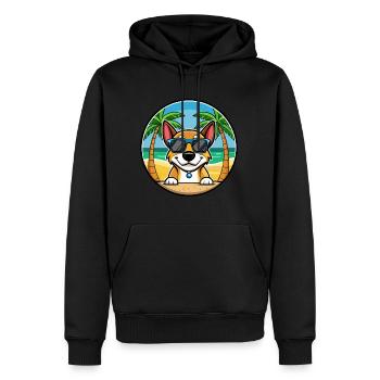 Chien de chasse tricolore serbe race de dessin animé plage - Sweat à capuche Premium bio Homme - noir - Devant - Nico (187cm)